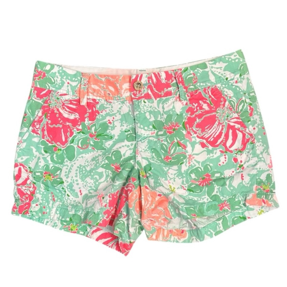 Lilly Pulitzer Shorts Callahan Short Mint Green Pink Floral Preppy Resort Sz 8